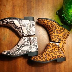 2 pairs of animal printed boots